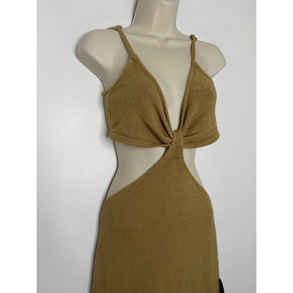 Lulus The Way I Feel Tan Cutout Midi Sweater Dress Size Large NWT - Picture 4 of 7